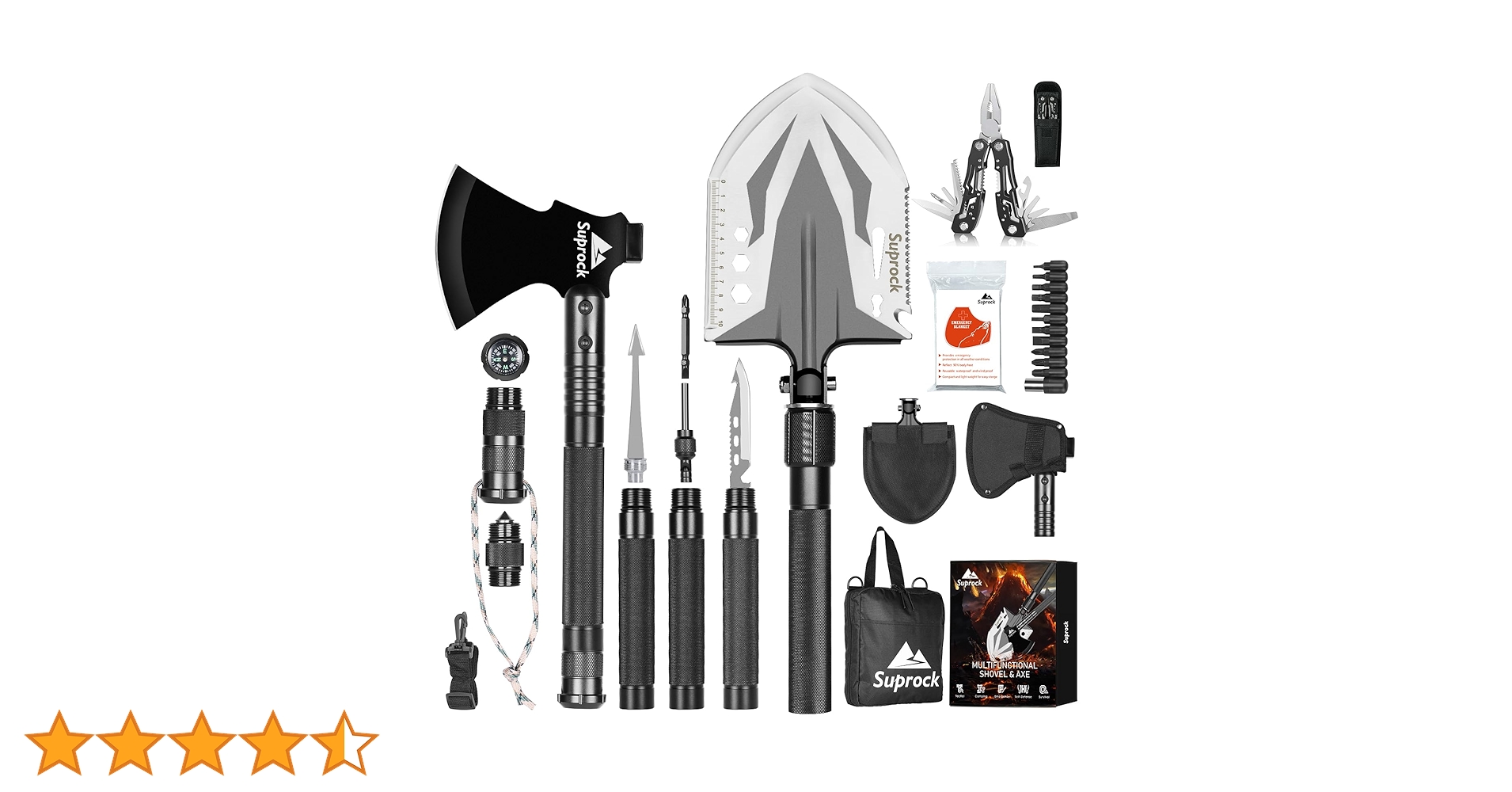 Amazon | Suprock Survival Shovel High Carbon Steel Tactical